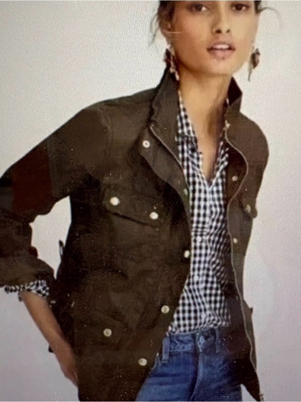 J. Crew Olive Green Downtown Field Jacket with Brass Buttons